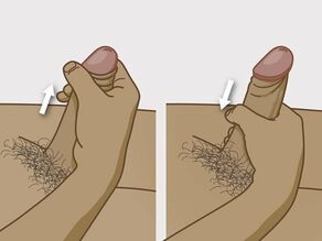 Detaj i dorës së një burri duke mbajtur penisin e tij ndërsa ai masturbon