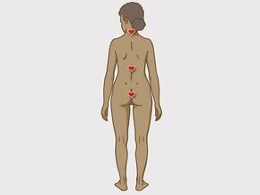 Женское тело сзади с указанием эрогенных зон